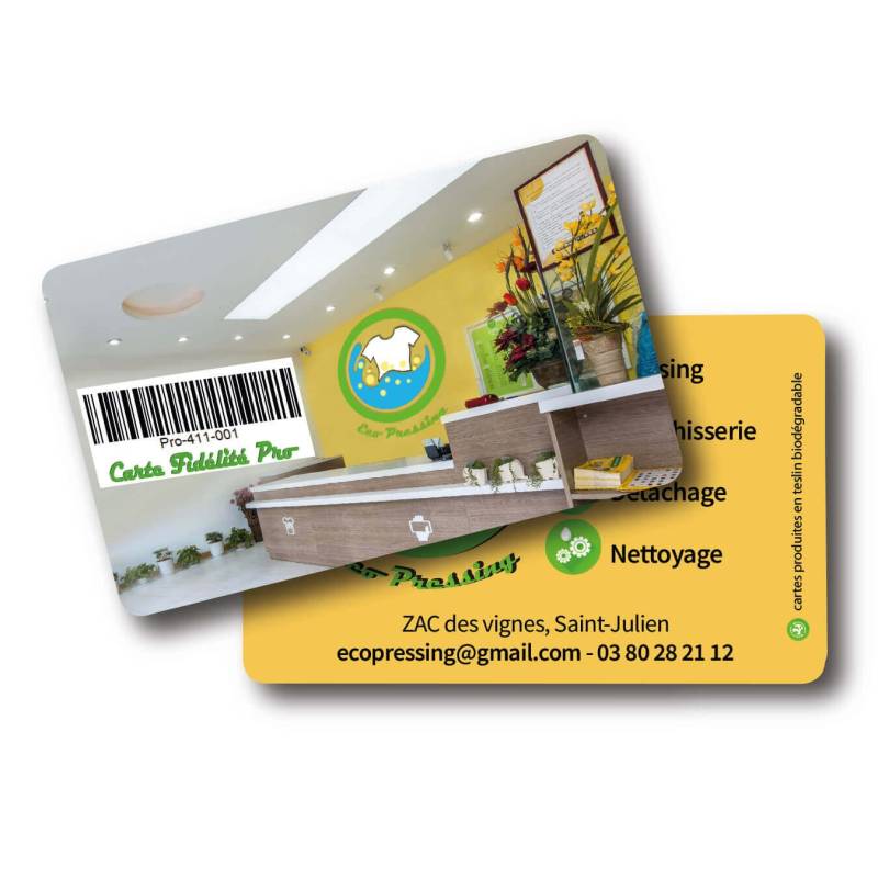Carte personnalisé par Fiba - Réalisation avec PVC plastique Bio