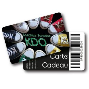 carte cadeau en PVC avec code barre pour commerce
