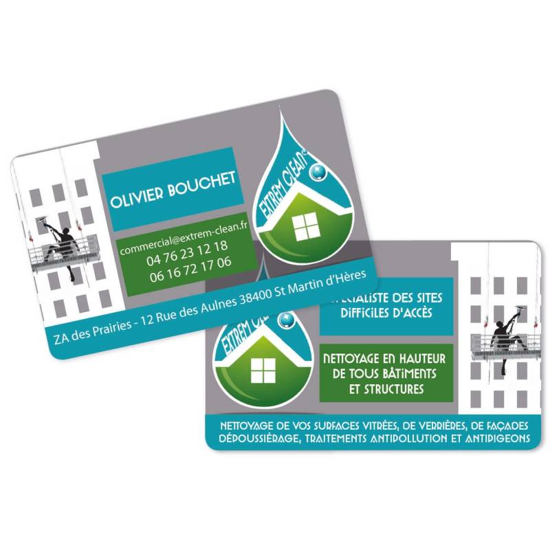 Carte de visite en PVC sur support plastique - Rendu transparent