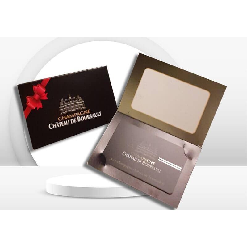 support packaging carte cadeau fabriqué par l'imprimeur français Fiba