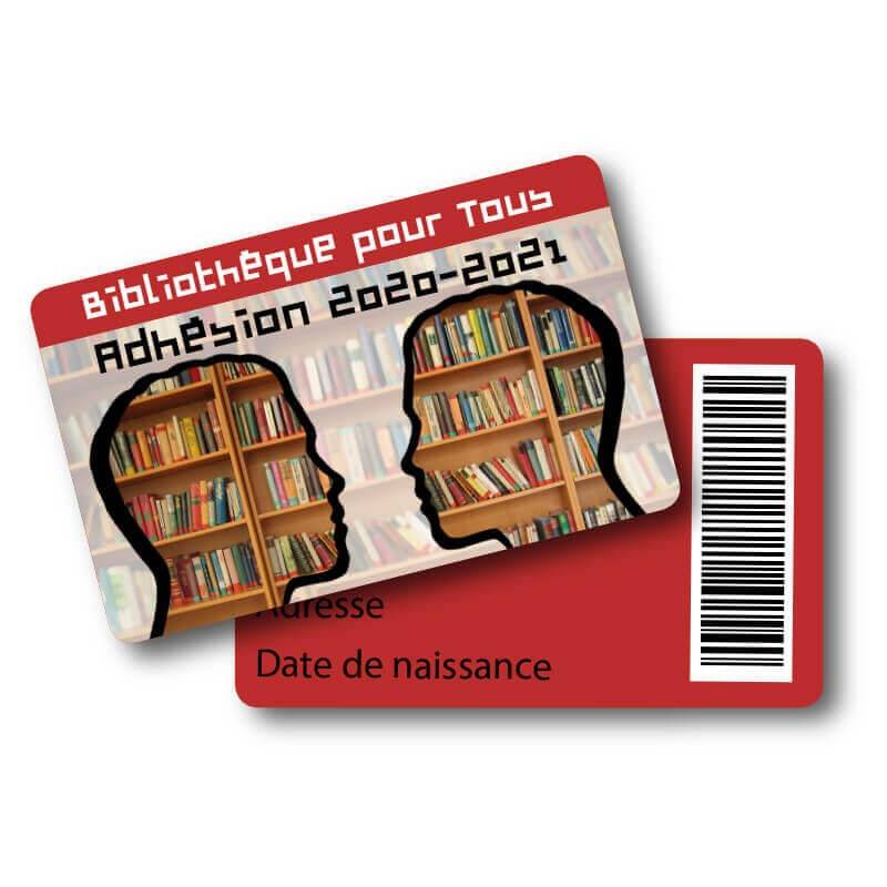 version d'une carte pour bibliothèque en PVC recyclé réalisé par Fiba