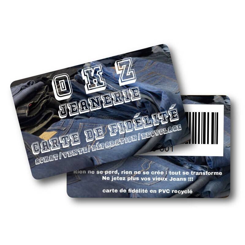 Exemple de carte pvc plastique recyclé pour commerce réalisé par Fiba
