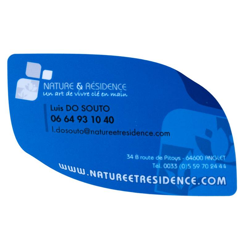 Carte de visite bleu souple - pvc et plastique
