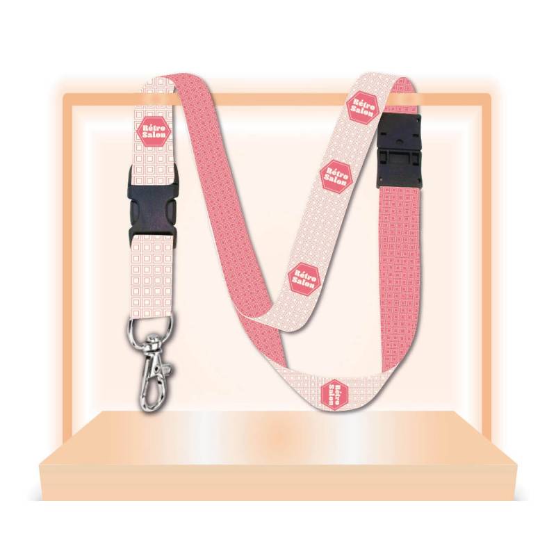 Cordon Tour De Cou Avec Porte-Carte - 45 Cm De Long - Motif 'Chat Porte-Bonheur' - Pour Badge, Clés, Permis